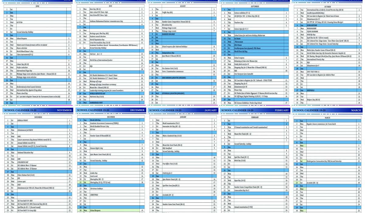 ACADEMIC CALENDAR 2019-20