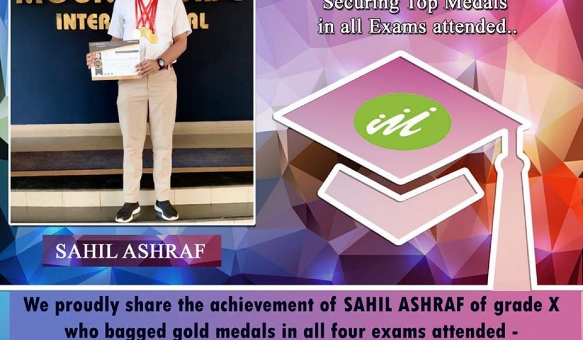 Great achievement of SAHIL ASHRAF of grade X in International Olympiad Talent Exam 2019-20